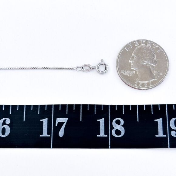 Box Chain Necklace | Vintage China Ross Simons Sterling Silver 925 | 18" - Picture 2 of 3